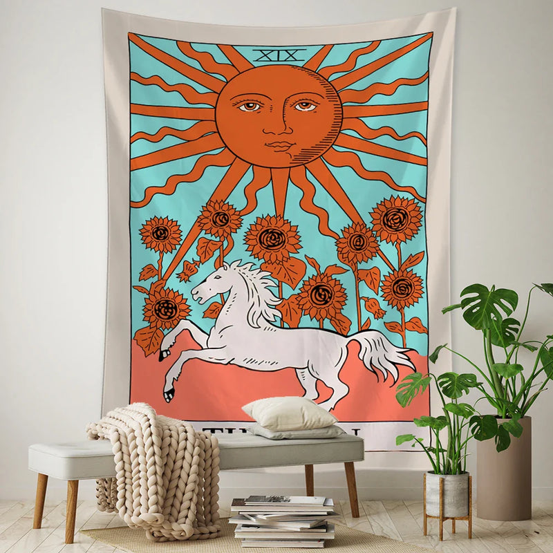 Rainbow Girl Tarot Card Tapestry Wall Hanging Room Decor Afralia™