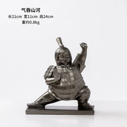 Afralia™ Retro Terracotta Fat Soldier Sculpture Abstract Figure Statue for Home Decor