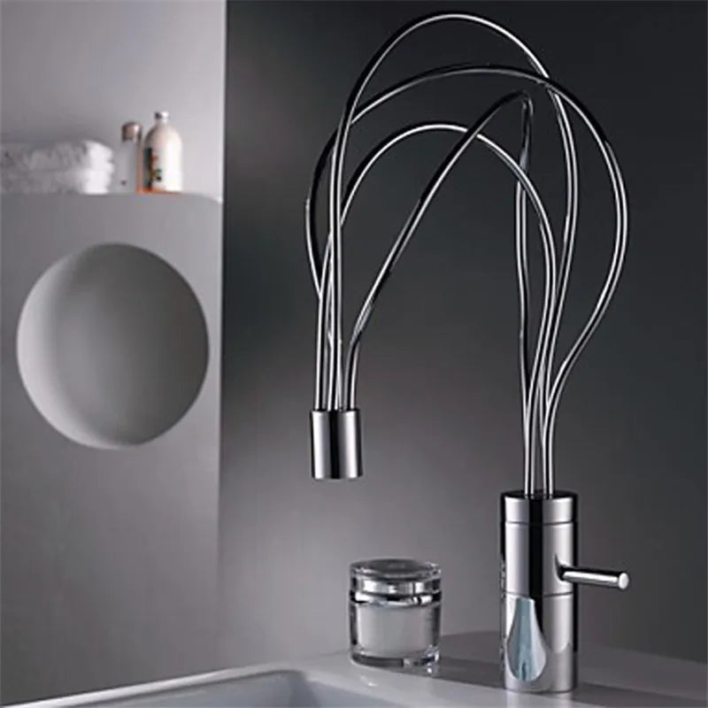 Afralia™ LED Waterfall Bathroom Faucet Chrome Basin Mixer Tap Single Handle