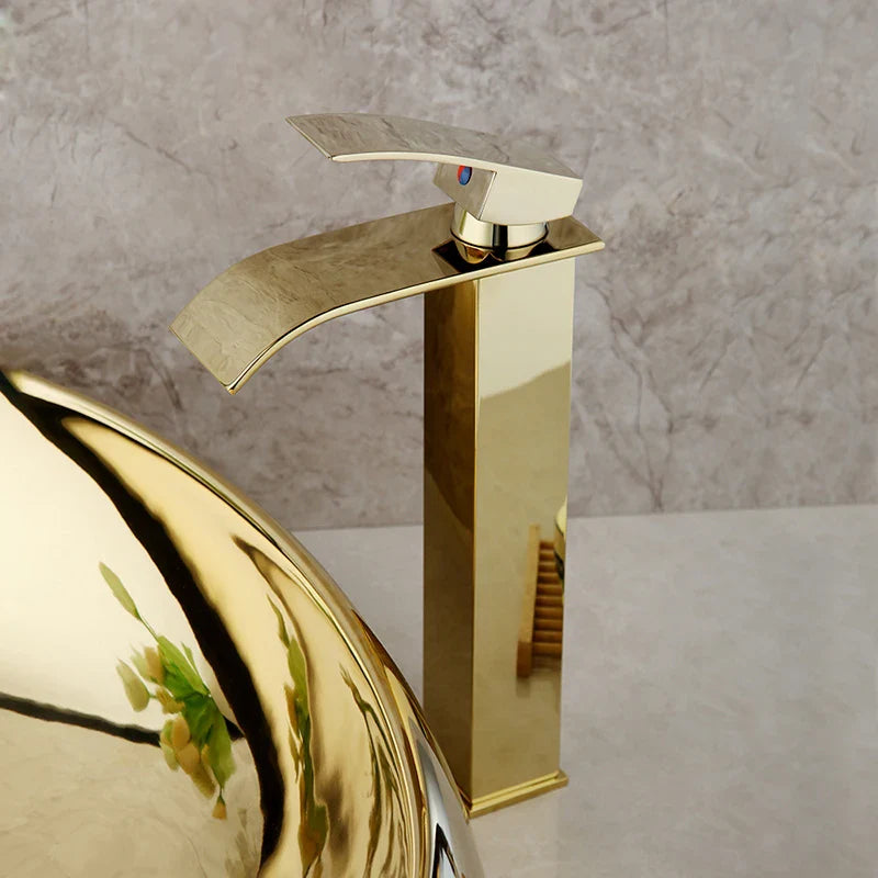 Afralia™ Gold Ceramic Basin Sink & Brass Faucet Set with Pop Drain