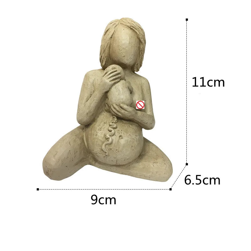 Afralia™ Pregnancy Sculpture: Naked Woman & Baby Human Resin Crafts Ornament