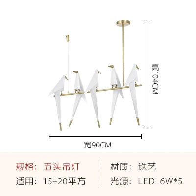 Afralia™ Gold Cage Origami Bird Chandelier - Modern Light Fixture for Home Decor