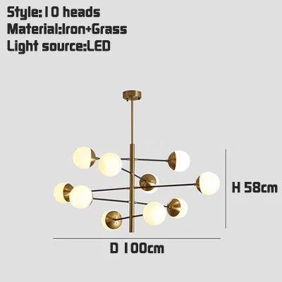 Afralia™ Golden Glass Magic Bean Chandelier: Modern Luxury for Living Room & Dining Room