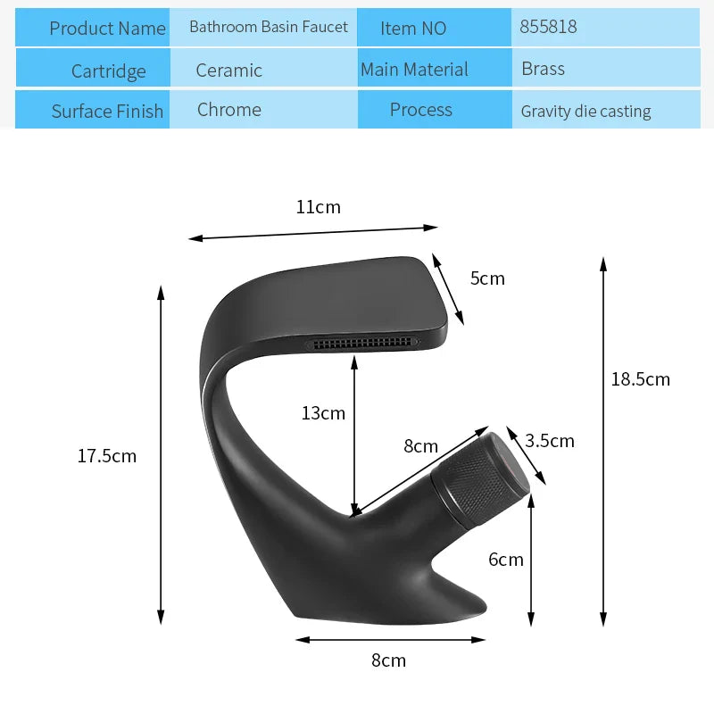 Afralia™ Matte Black Brass Bathroom Faucet Single Handle Mixer Tap