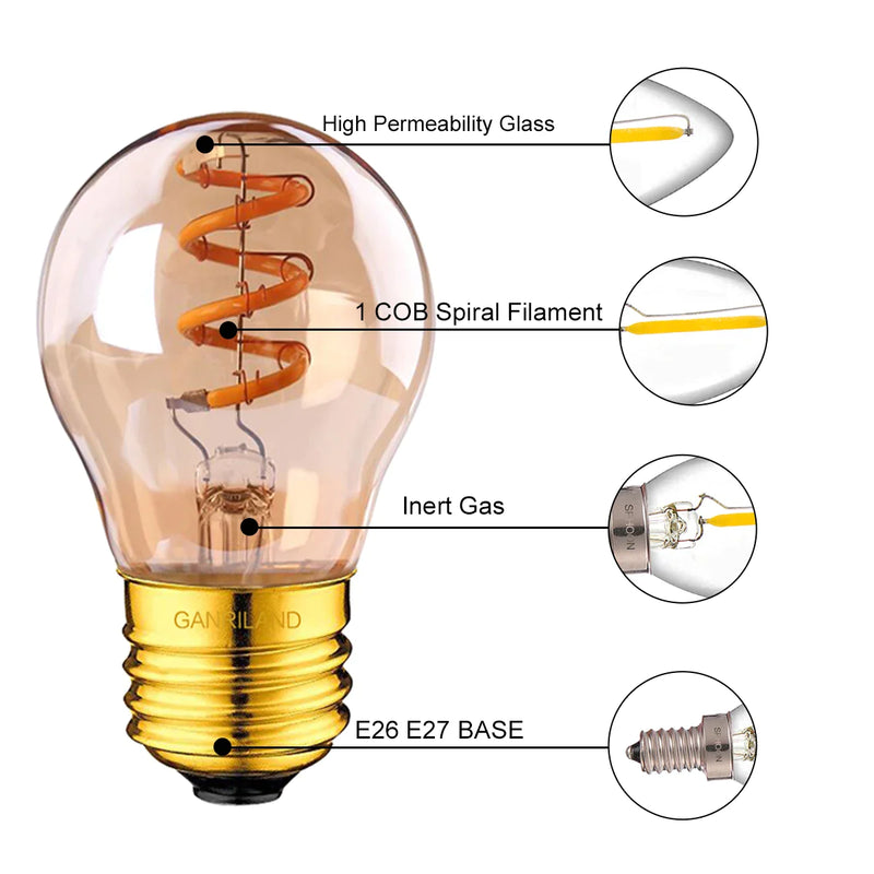 Afralia™ Spiral Filament Bulb: Warm White LED E26 E27 Edison Amber Flexible Lamp