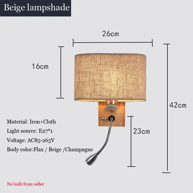 Afralia™ Nordic Wood LED Wall Lamp for Bedroom Reading Lighting