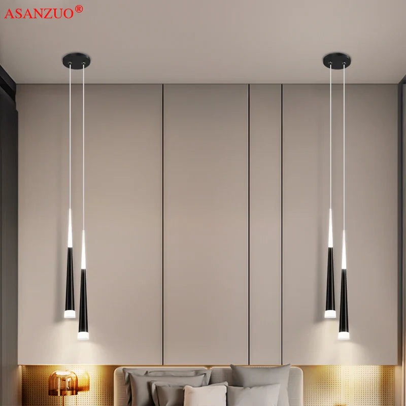 Afralia™ Modern Wire Chandelier Double Head Pendant Lights for Luxury Bedroom & Study