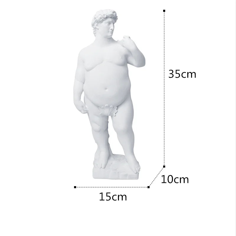 Afralia™ David Obesity Resin Sculpture: Nude Male Figure Art Home Decor Ornament