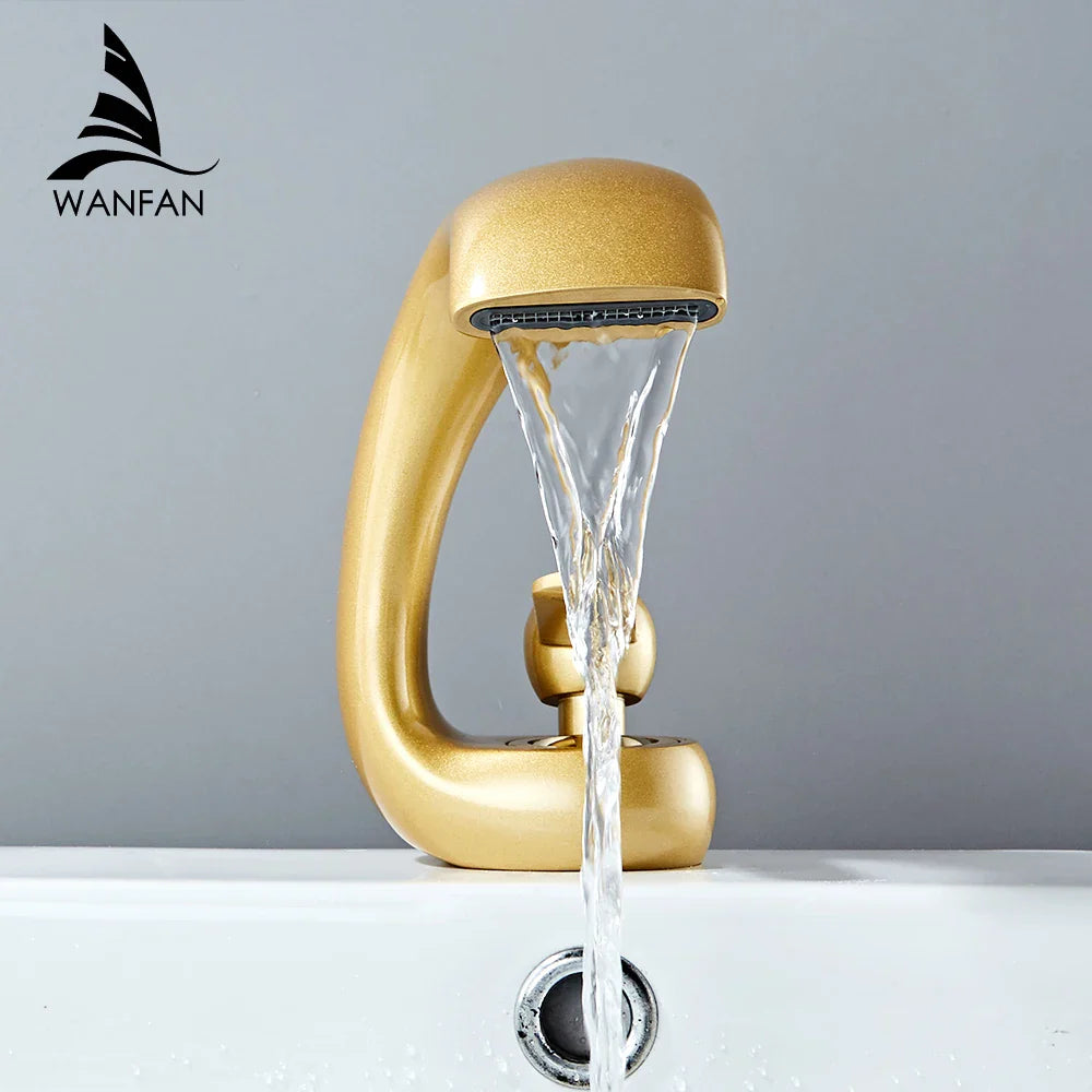 Afralia™ Gold Basin Faucet: Modern Brass Single Handle Mixer Tap for Bathroom