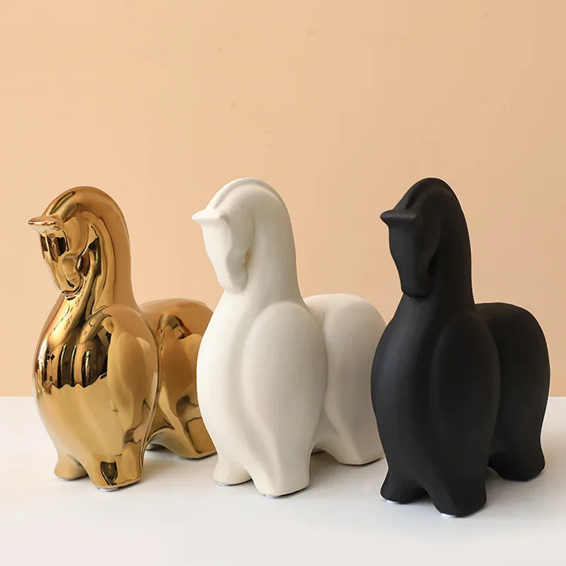 Afralia™ Ceramic Horse Statue | Home Office Decor and Gift