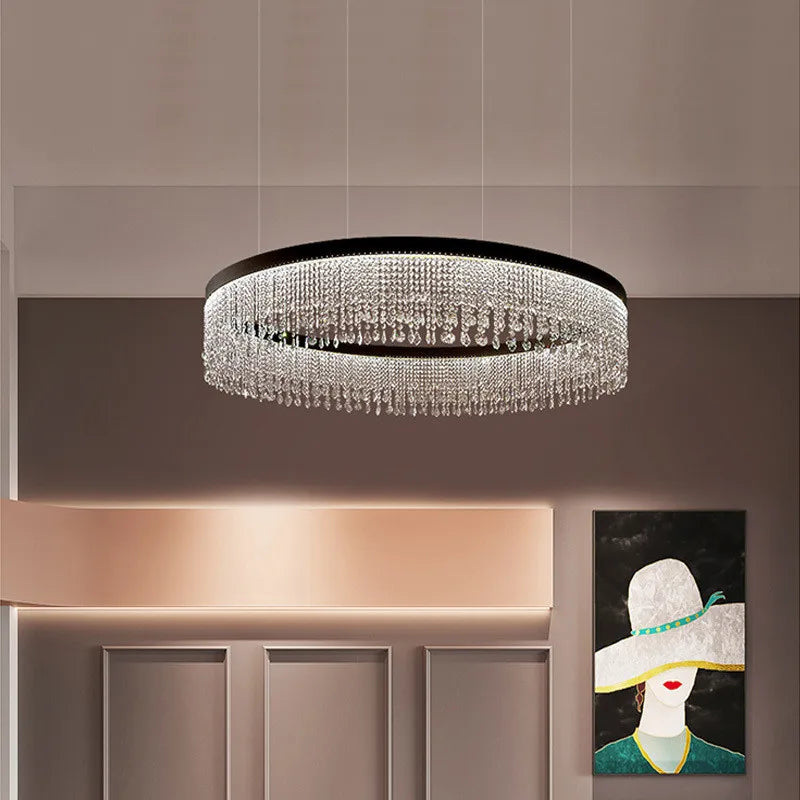 Afralia™ Modern Crystal LED Chandelier for Living Room Dining Luxury Ceiling Pendant Lamp