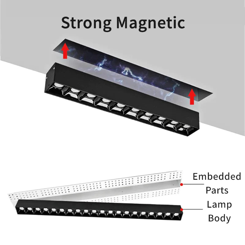 Afralia™ Led Magnetic Downlight: Modern, Recessed, 90Ra, Indoor Ceiling Linear Grille Spot Lighting