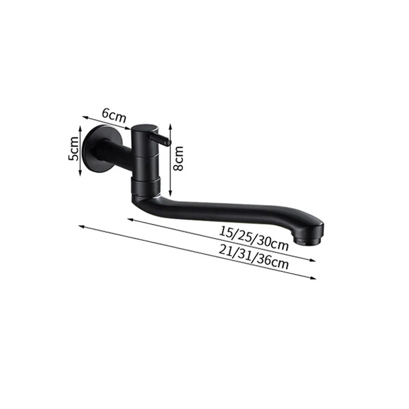 Afralia™ Black Stainless Steel Swivel Kitchen Faucet 360 Degree Rotation Wall Mounted