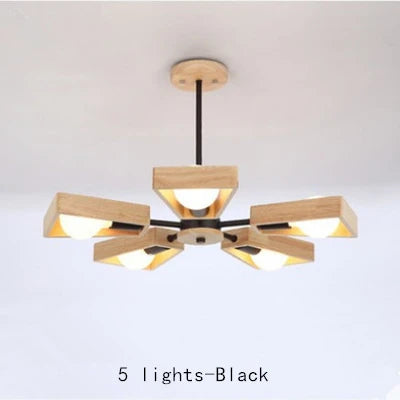 Afralia™ Wooden Windmill Chandelier Lighting, LED Industrial Art for Home Decor