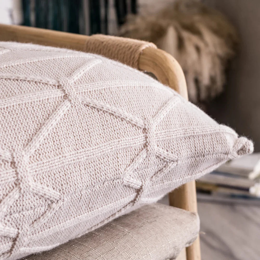 Afralia™ Knit Cushion Cover 45x45cm Nordic Style Home Decoration Brown Grey IvoryiscowayReversible