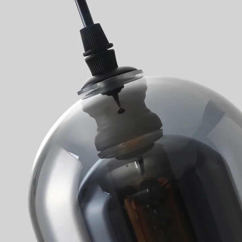 Afralia™ Smoke Grey Glass Chandelier for Living room Bedroom Kitchen Coffee Shop Light