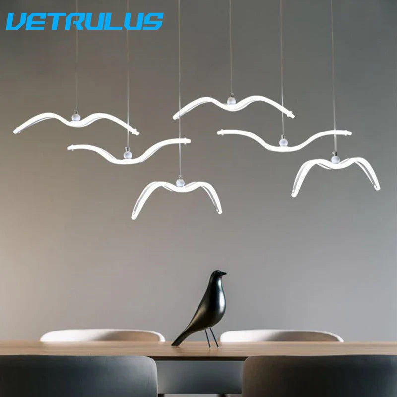 Afralia™ Seagull LED Pendant Light Modern Ceiling Lamp Nordic Chandelier Lumina