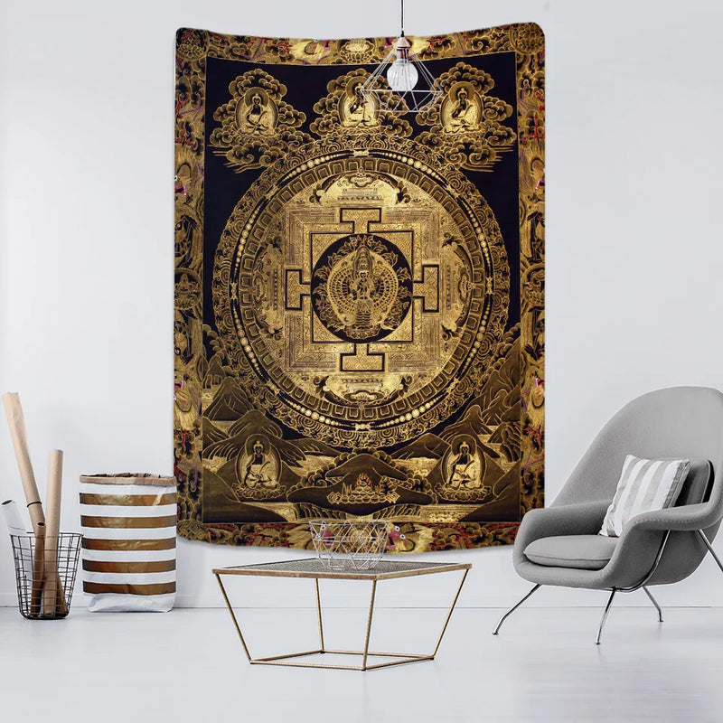 Dragon Totem Tarot Tapestry Wall Hanging Mandala Witchcraft Boho Hippie Bed Sheet Afralia™ Tarot Tapestry