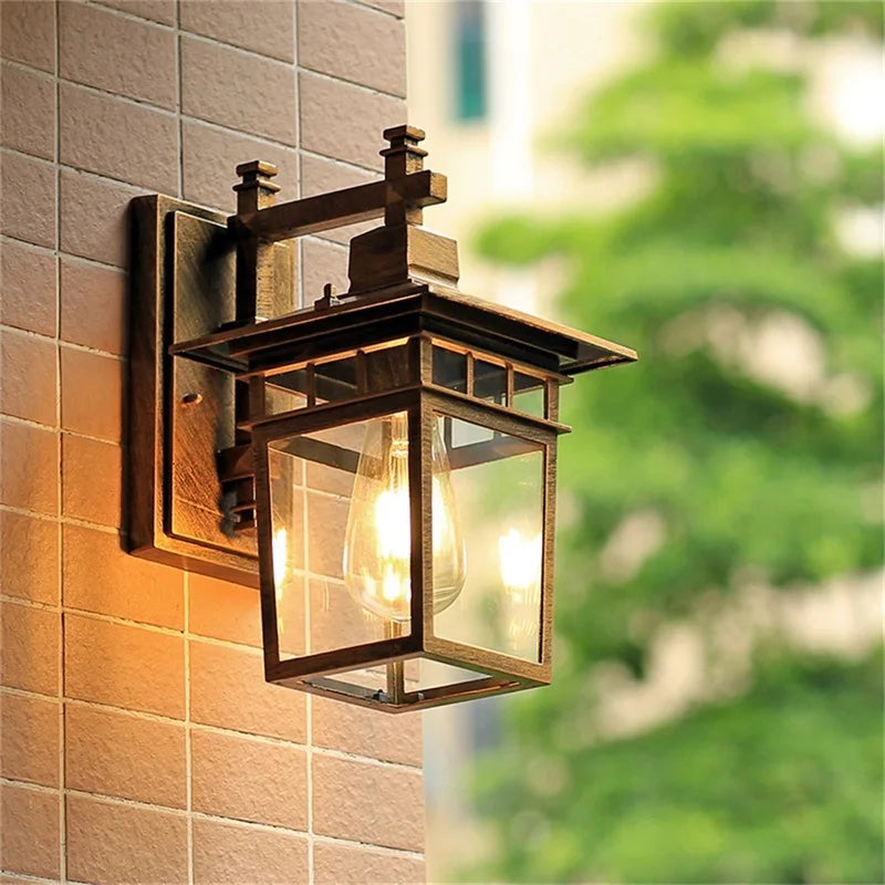 Afralia™ Outdoor Wall Lamp LED Classical Retro Black Light Sconces Waterproof Decorative