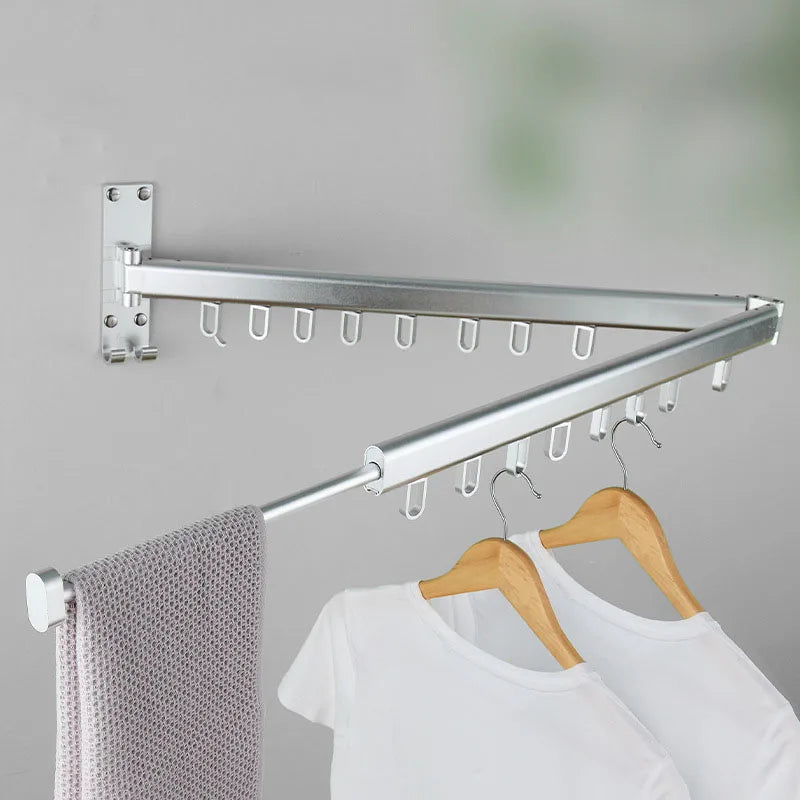 Afralia™ Aluminum Clothing Hanger Organizer Rack Black Foldable Laundry Drying Rack