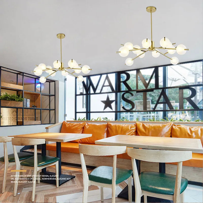 Afralia™ Nordic Glass Ball Chandelier: Modern Postmodern Designer Model Room Lighting