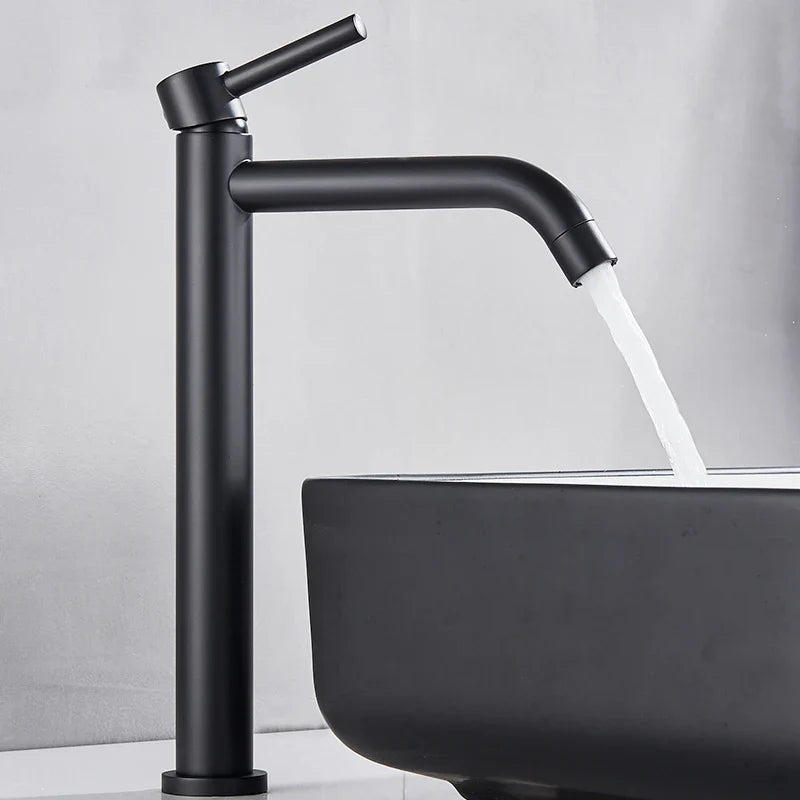 Afralia™ Matte Black/Gun Gray Sink Faucet: Single Handle Basin Mixer, Hot Cold Water Taps