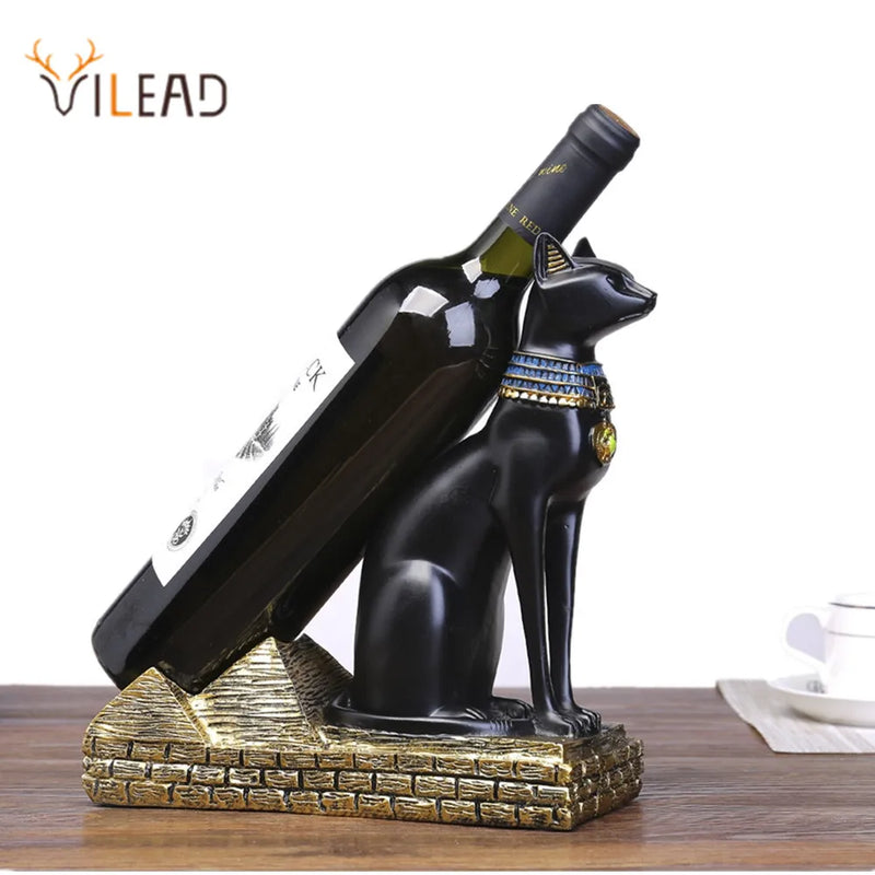 Afralia™ Egyptian Cat God Wine Bottle Holder Figurine: Nordic Style Home Decor & Gift