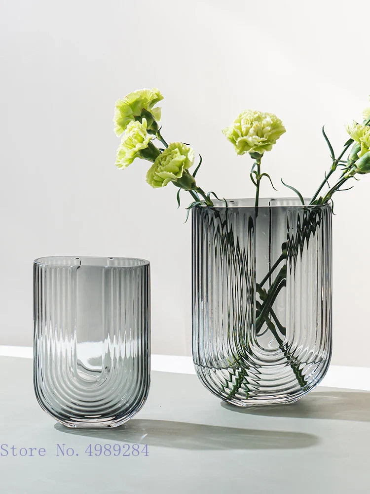 Afralia™ Glass Vase U Type Flower Arrangement Hydroponic Modern Home Wedding Decoration