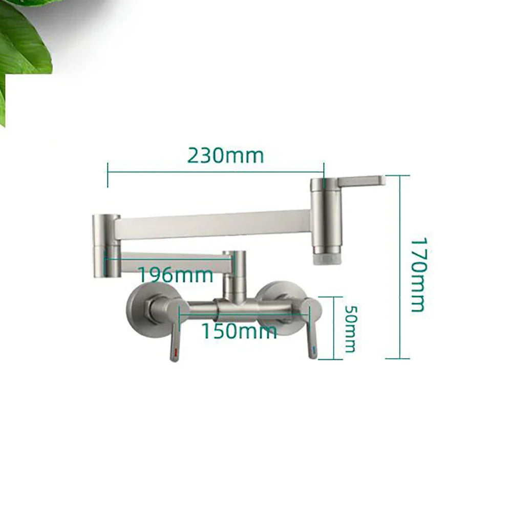 Afralia™ Wall-Mounted Folding Kitchen Faucet | Cold & Hot Sink Mixer Rotation Tap