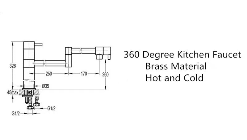 Afralia™ 360 Degree Chrome Foldable Kitchen Faucet Hot Cold Sink Mixer, Brass Deck Mounted