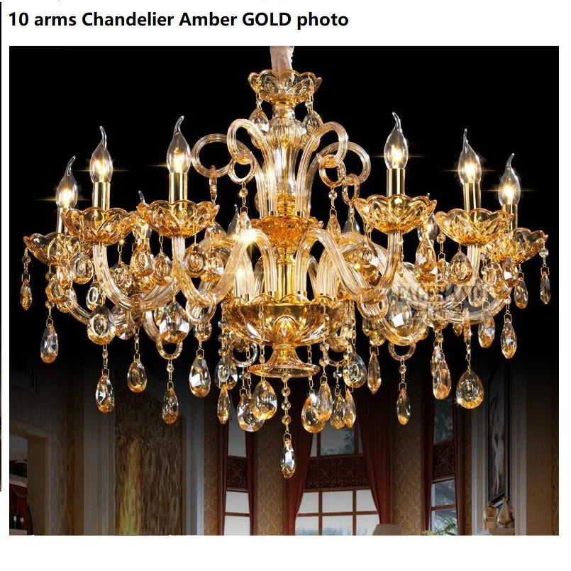 Afralia™ Luxury Crystal Chandelier: Modern Large Gold/Cognac/Clear Lighting Fixture