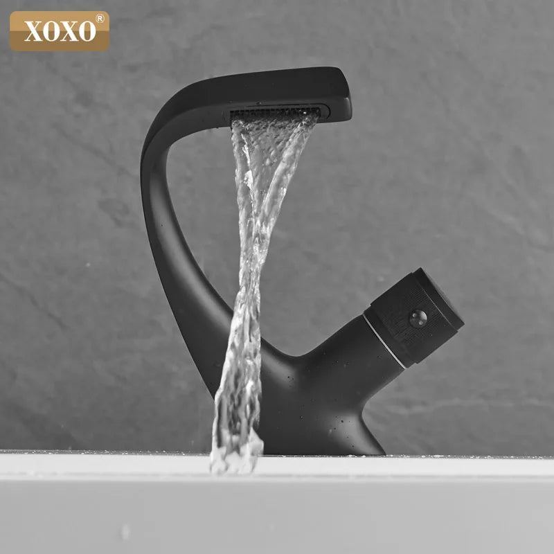 Afralia™ Modern Brass Basin Faucet Single Handle Waterfall Mixer Tap