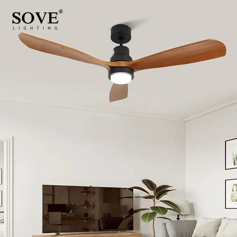 Afralia™ Wood Ceiling Fan with Remote Control | Bedroom 220V