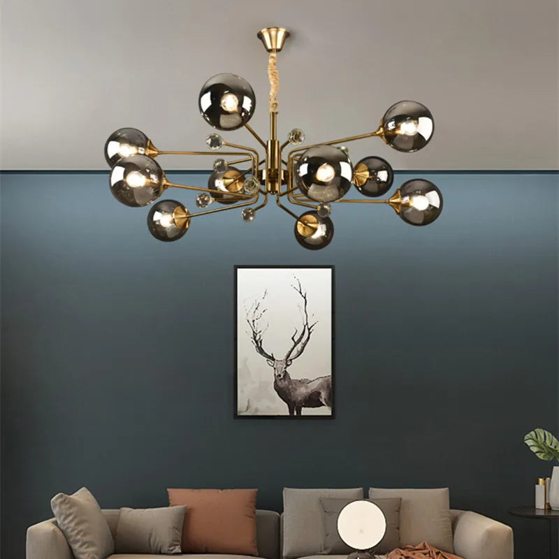 Afralia™ Glass Bubble Chandelier: Vintage Industry Lighting for Living Bedroom Kitchen