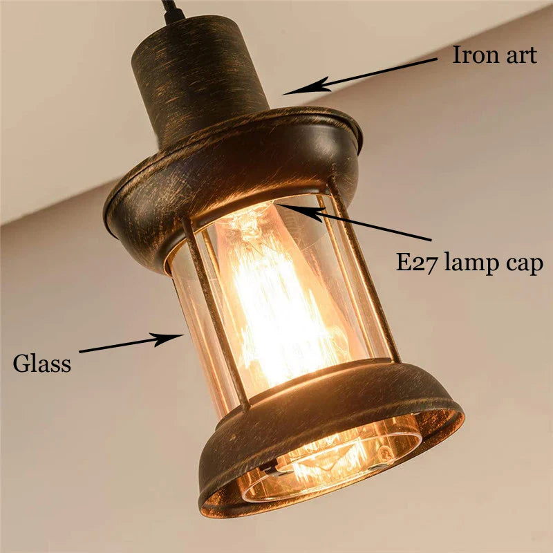 Afralia™ Glass Pendant Lamp Antique Vintage Dining Room Cafe Industrial Light