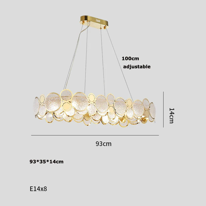 Afralia™ Gold Iron Glass Chandelier Lighting for Dinning Room