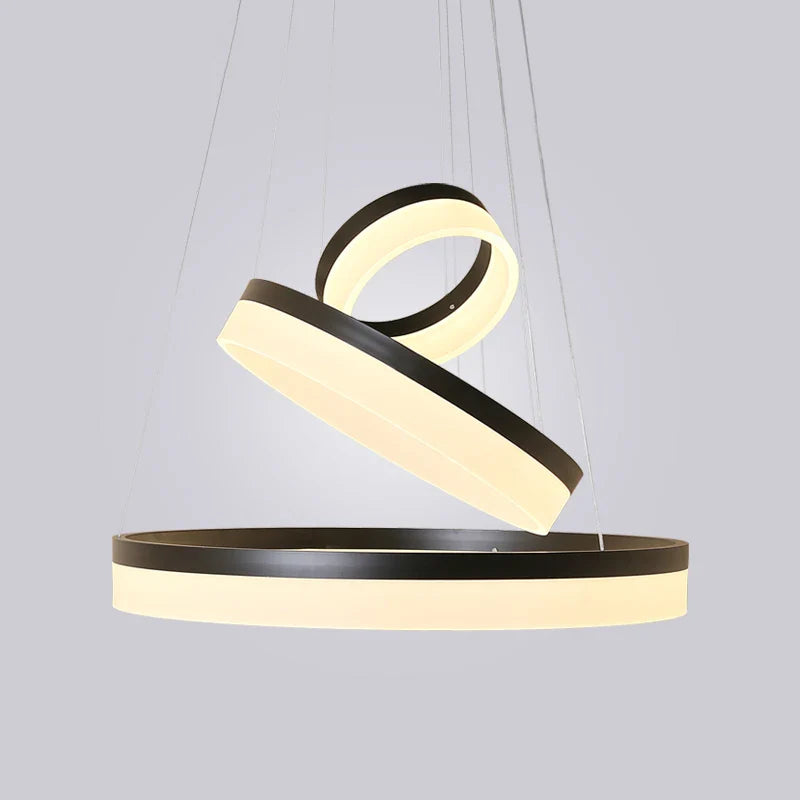 Afralia™ Modern Circle LED Chandelier Ceiling Lamp Black White 20-80cm Fixtures