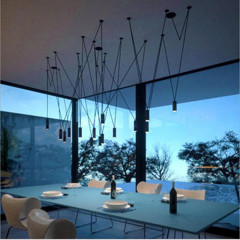 Afralia™ Geometric Vintage Linear Pendant Lamp for Living Room Kitchen Dining Lighting