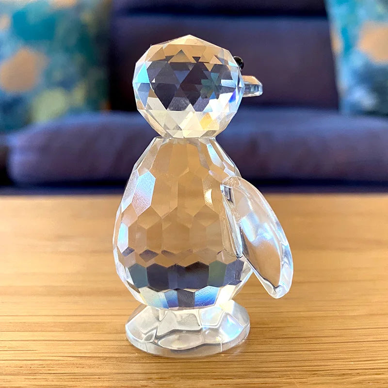 Afralia™ Crystal Penguin Figurine Glass Ornament Statue Home Decor Ornaments
