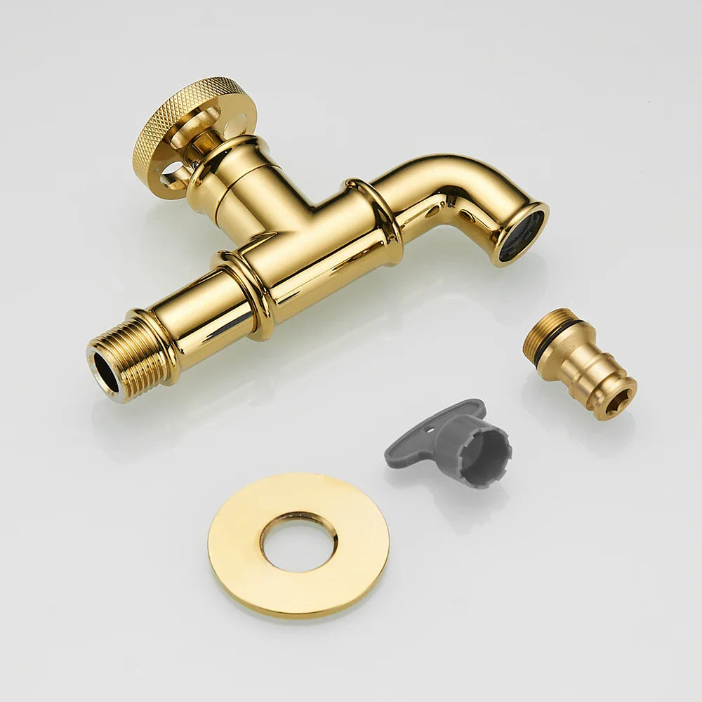 Afralia™ Matte Gold Retro Euro Bibcock Faucet for Washing Machine, Toilet, Mop, and Outdoor Garden