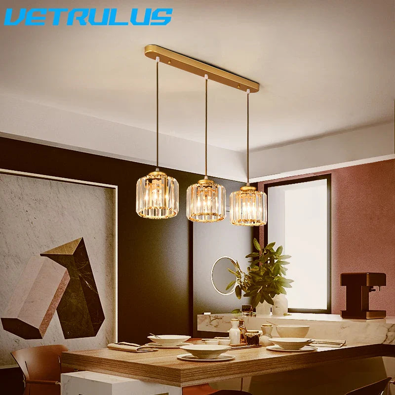 Afralia™ Crystal LED Pendant Chandelier for Dining Living Room Decor