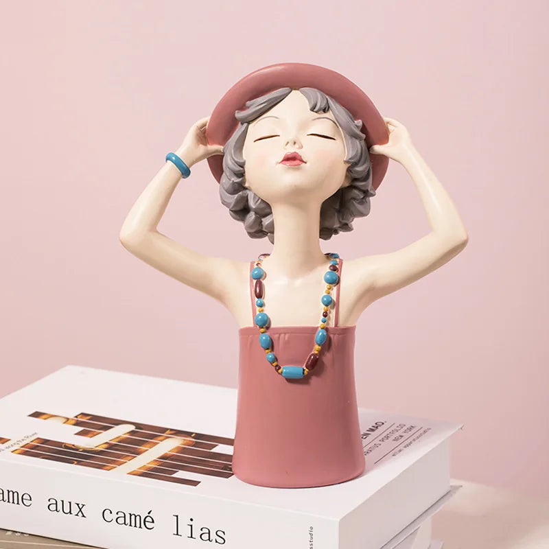Afralia™ Sunny Girl Figurine: Resin Summer Home Decor Sculpture