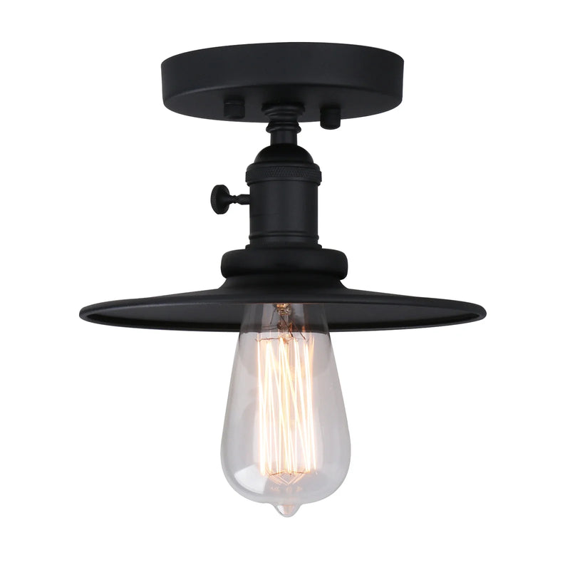 Afralia™ Matte Black Semi Flush Mount Ceiling Light with ON/Off Button