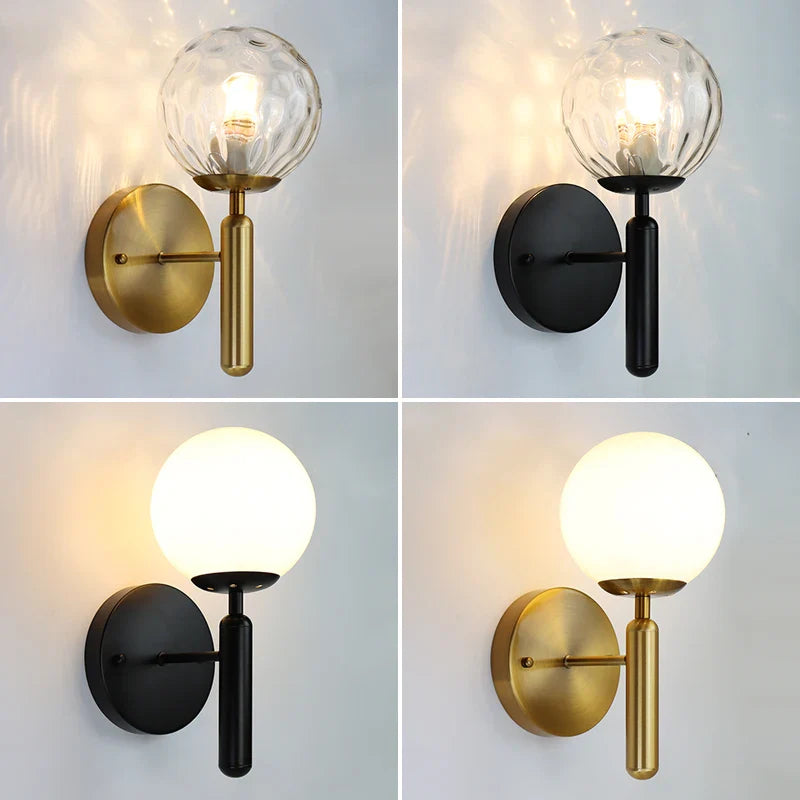 Afralia™ Nordic Glass Ball LED Wall Lamp for Bedroom Bathroom Stair Lighting