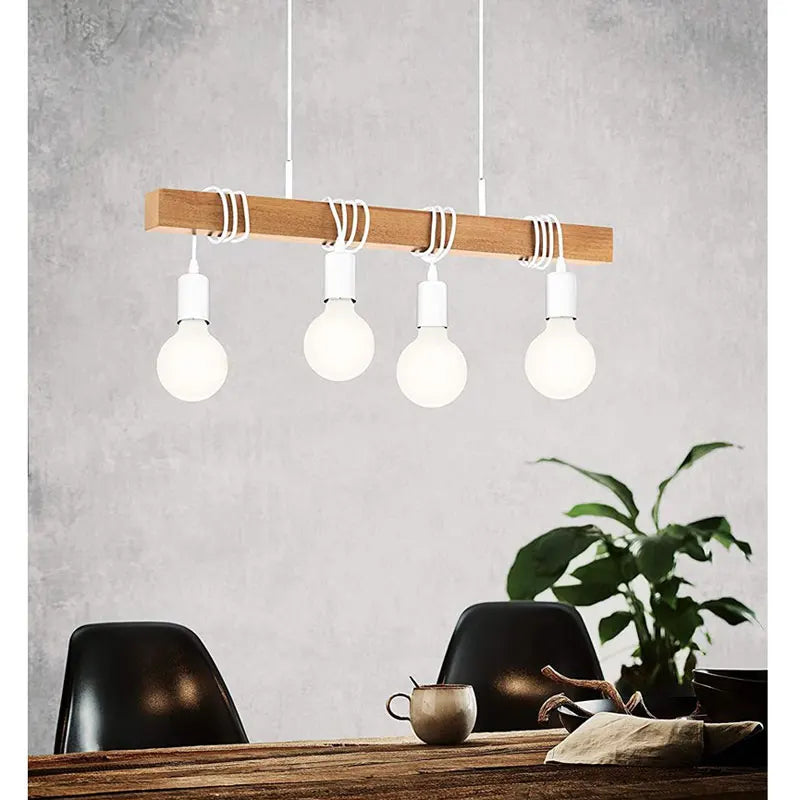 Afralia™ Nordic Wood Chandelier Light Fixture. Adjustable DIY Headlight for Dining Room, Bar, Minimalist Design.