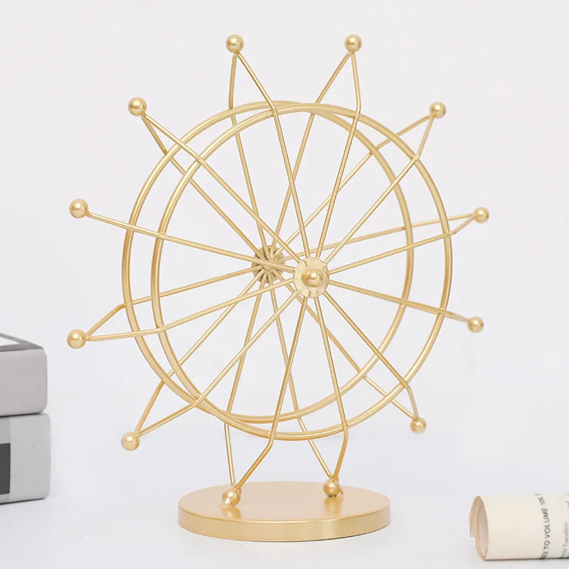 Afralia™ Nordic Ferris Wheel Metal Ornaments for Home & Office Decor