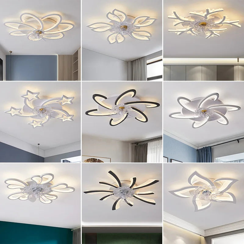 Afralia™ Smart LED Ceiling Fan Light - App Controlled, Silent, Adjustable Speed