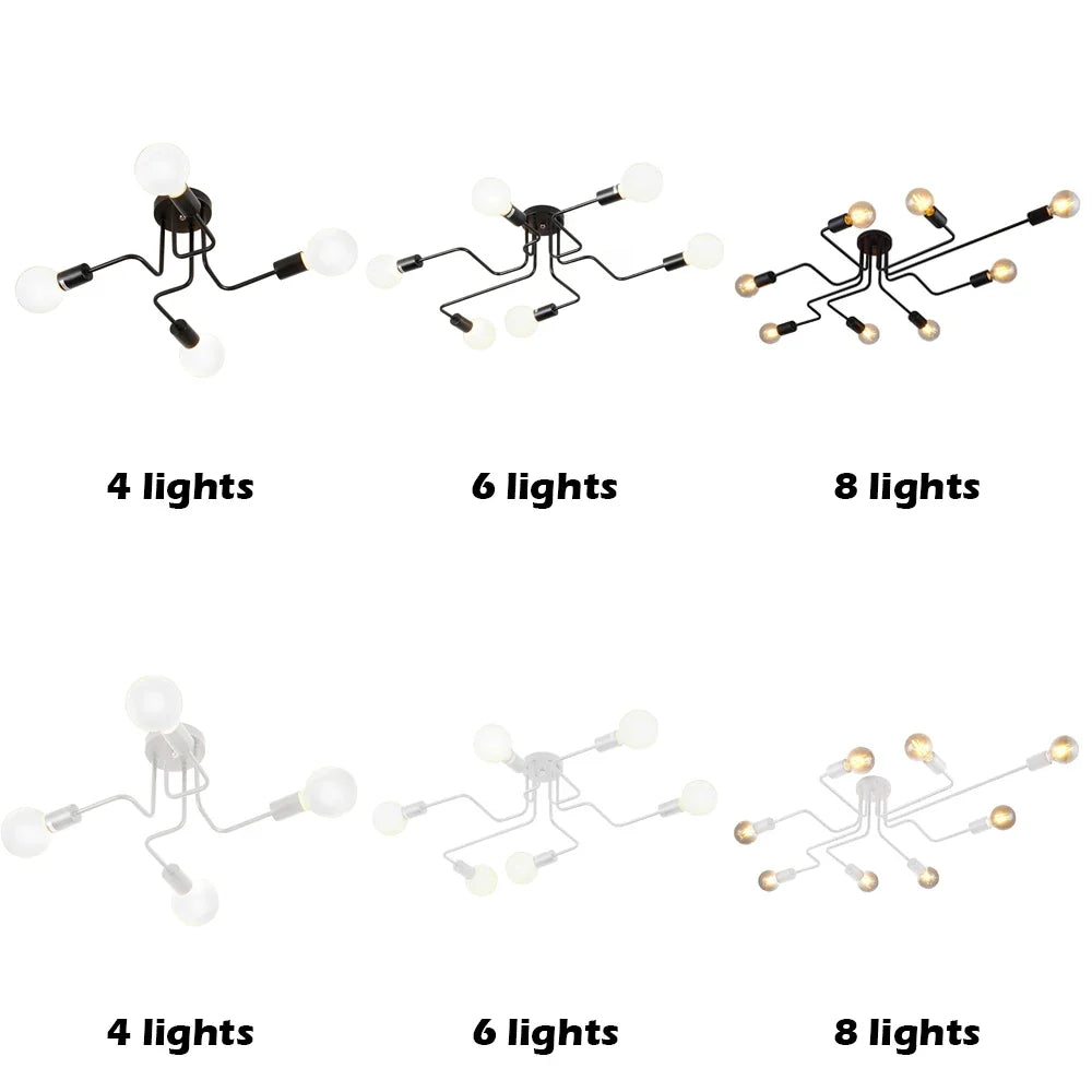 Afralia™ Vintage Wrought Iron Ceiling Lights Chandelier for Home Living Room Décor