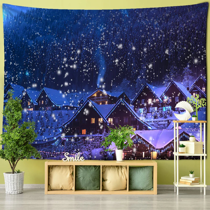 Afralia™ Snowy Night Series Tapestry Wall Decor