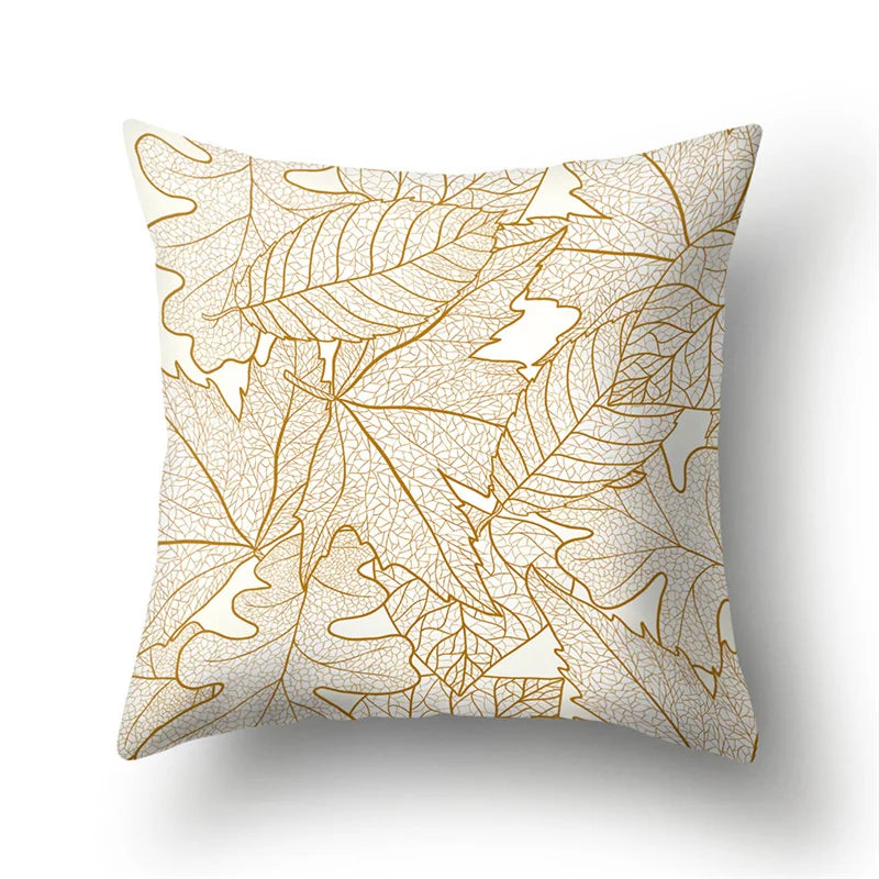 Afralia™ Tropical Leaves Flower Pillow Case Feather Dandelion Cushion Cover - Fresh Geometric Peachskin Pillowcase